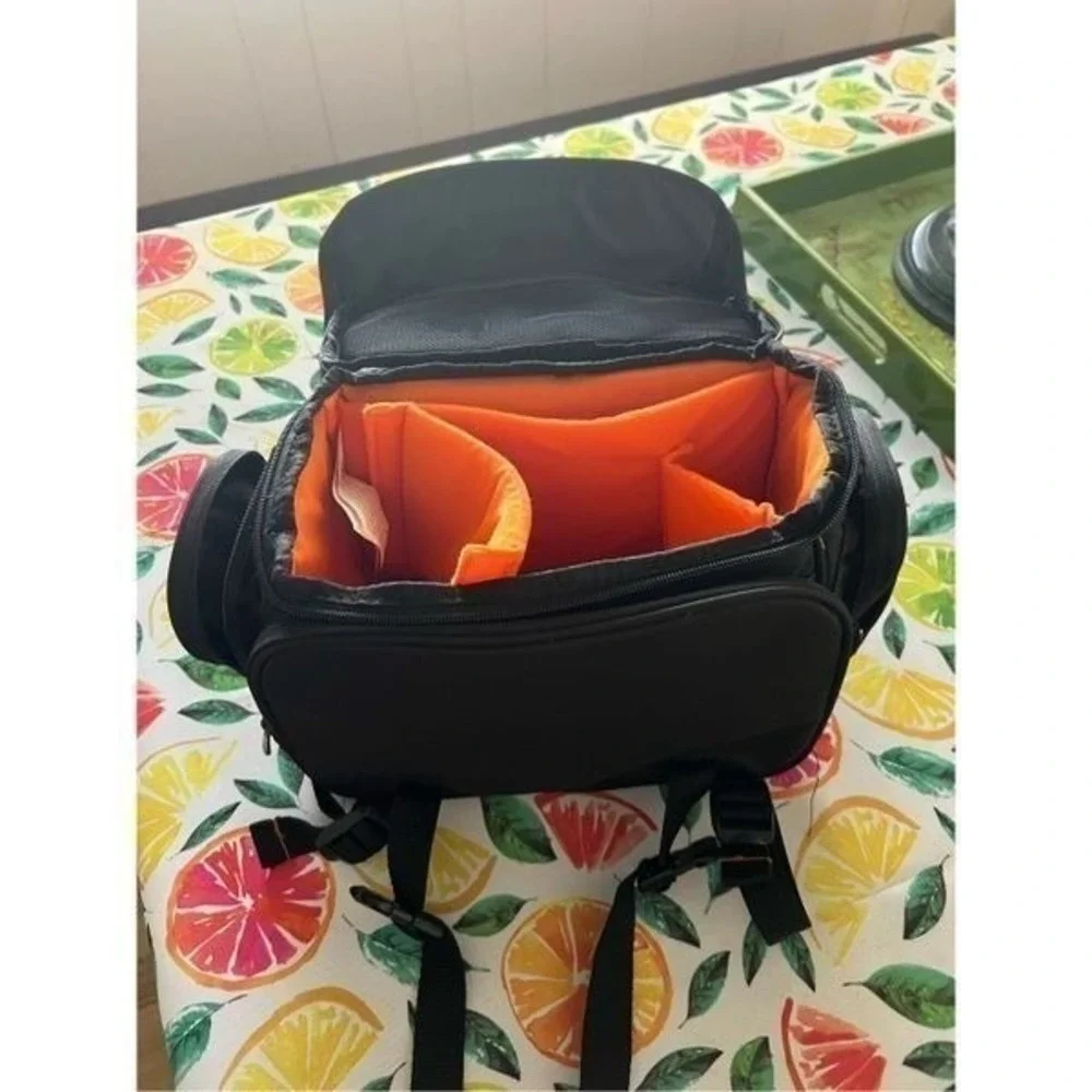 Amazon Basics Large DSLR Gadget Bag, Black with Orange Interior, Solid
